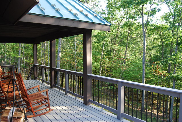 Sit a spell on the porch and take in the day from a cabin at Shenandoah River State Park, Va Cabin 6
