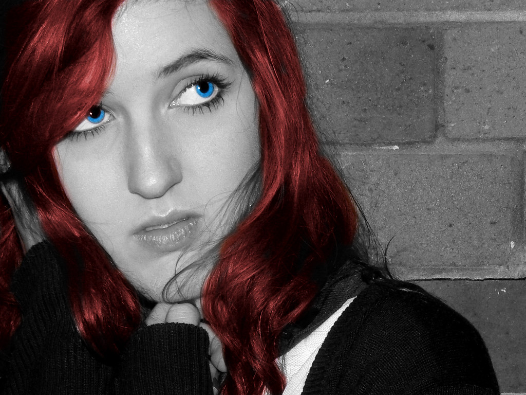 Black And White Blue Eyes And Red Hair Photoshop CS5 Use Flickr