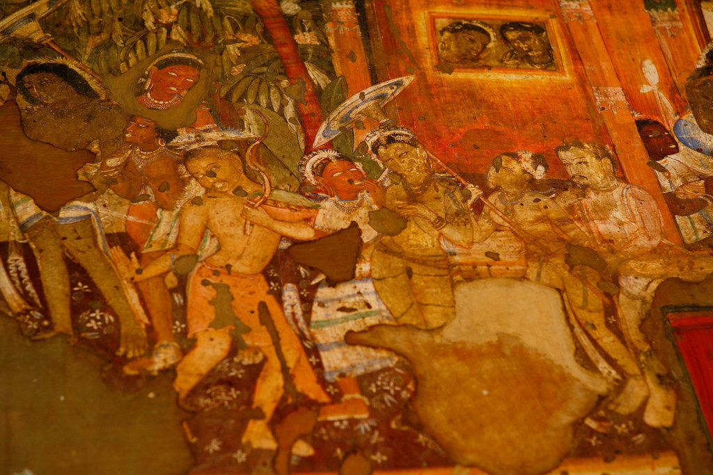 Fresco Scene  The Ajanta Caves are 29 rock-cut cave 