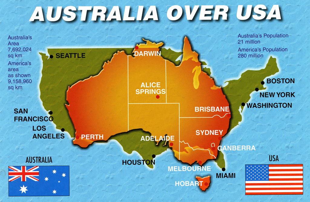 Usa Vs Australia Size Comparison : Australia vs UK etc - size
