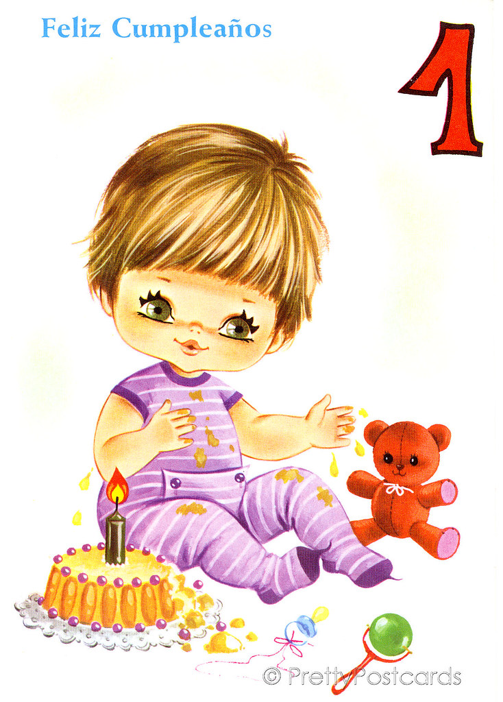 Vintage Birthday card for a Big Eyed Baby, 1 Year old | Flickr