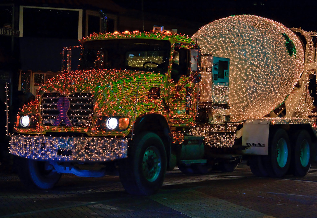 Cement truck with Christmas lights. | Cement truck with Chri… | Flickr