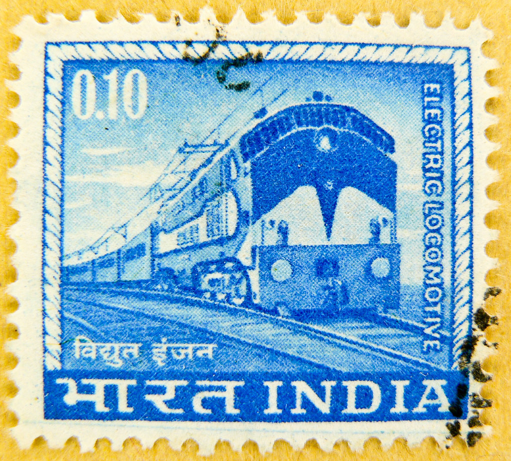 blue stamp India 0.10 postage railway electric locomotive … | Flickr