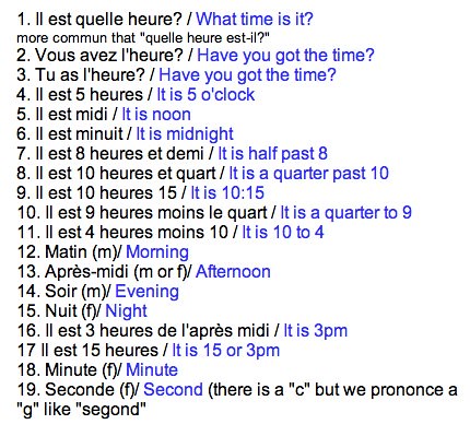 Telling Time in French