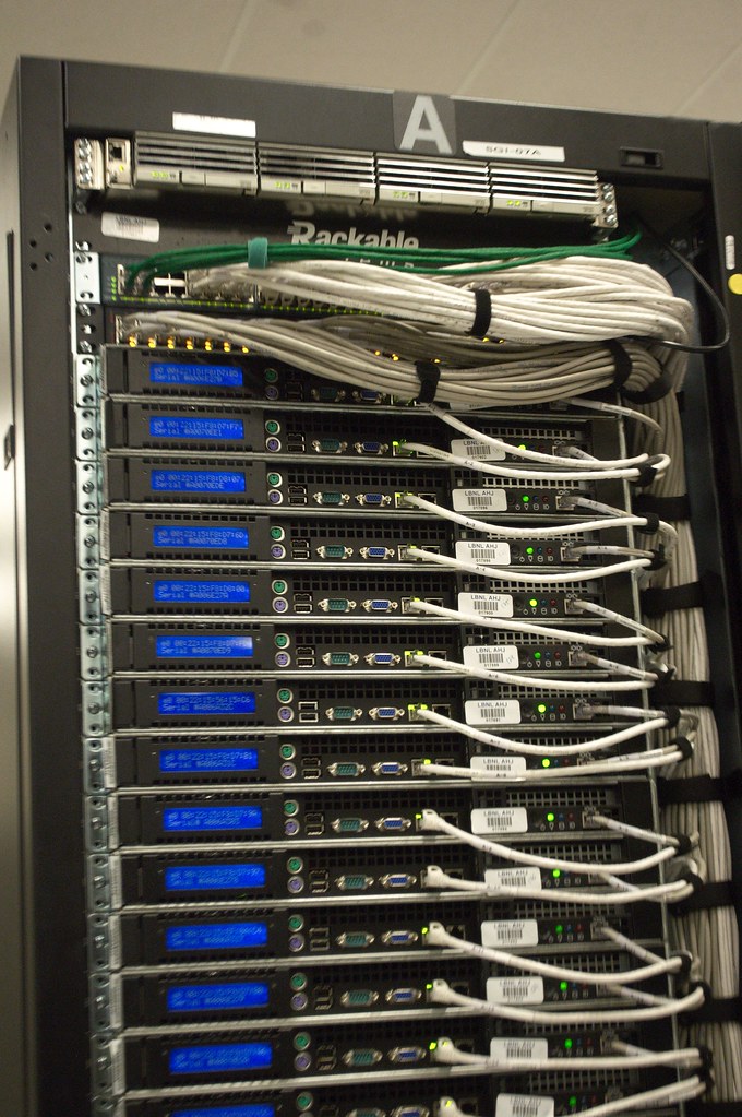 Rear of rack at NERSC data center - closeup - Showing blue L… - Flickr