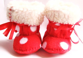 Red Polka Dots Fleece Baby Booties Ugg Style | FunkyShapes funkyshapes ...