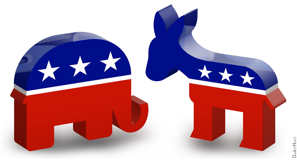 Republican Elephant & Democrat Donkey