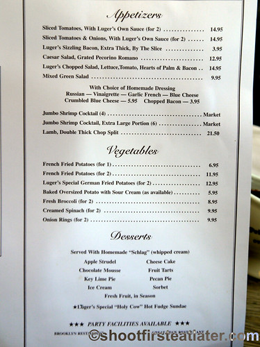 Peter Luger menu-1 | Leslie | Flickr