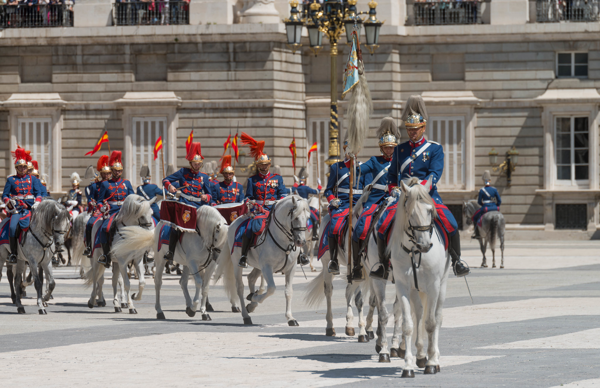 Royal Spanish guards on Parade during the changing of the guard