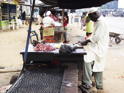Locally made beef stew sold in Bagnon market at Yopougon, Abidjan, Côte d’Ivoire