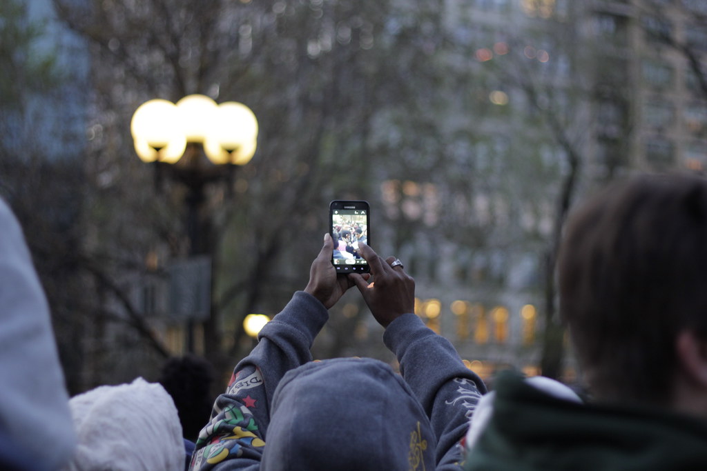 Smartphone photograph at vigil for Trayvon Martin