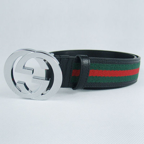Gucci Silver GG Buckle Belt Green Red Green GB012 Gucci Si… | Flickr