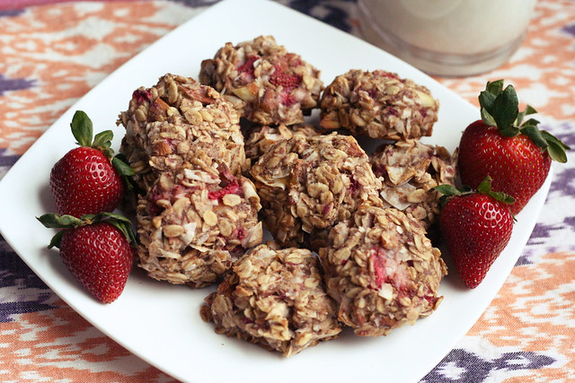 Strawberry Coconut Breakfast Cookies - Gluten-free + Vegan