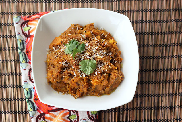 Indian-Spiced Butternut Squash Mash with Toasted Coconut (Gluten-free + Vegan)