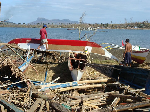 Boat damage just after the Typhoon struck