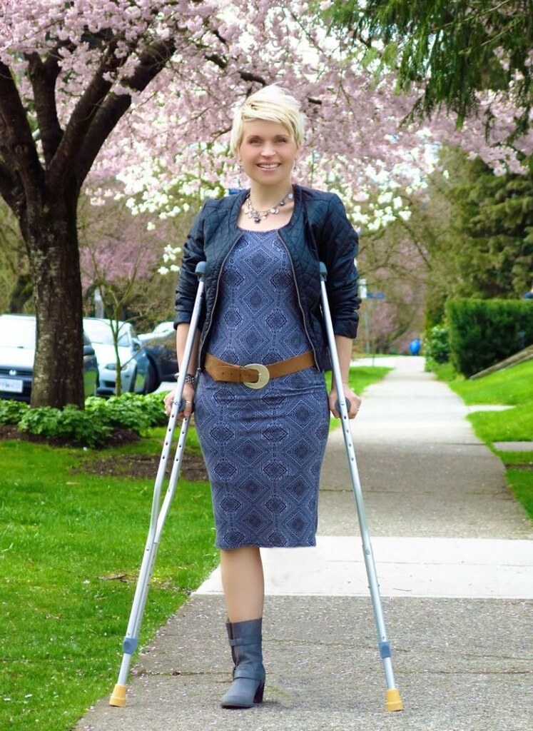 Amputee Lady Crutches.