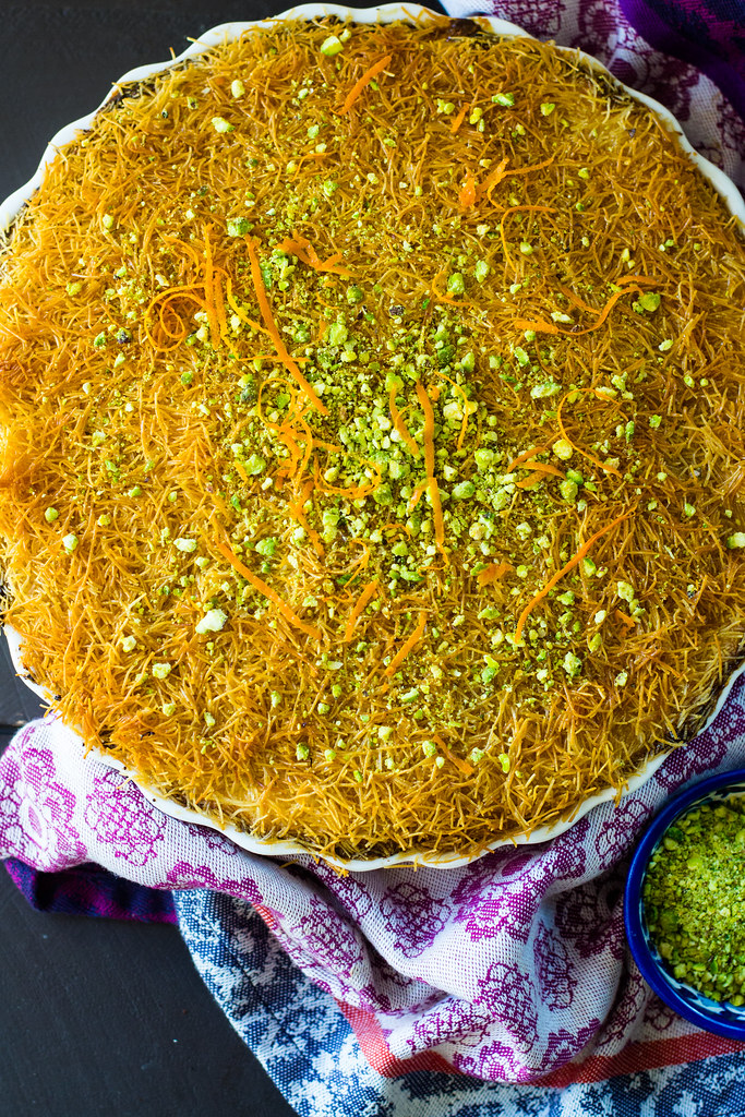 Kanafe: A Middle Eastern dessert with cheese and shredded phyllo