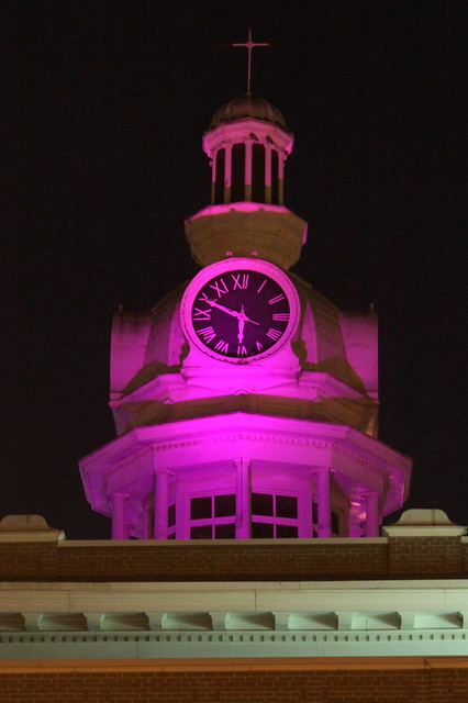 Rutherford Co. Courthouse, Purple for Alzheimer's Assoc. Walk