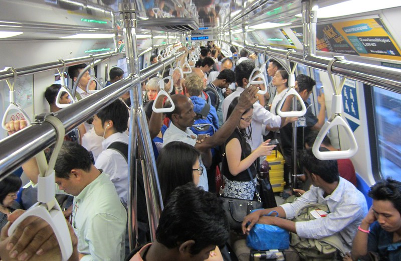 Singapore MRT train in peak hour