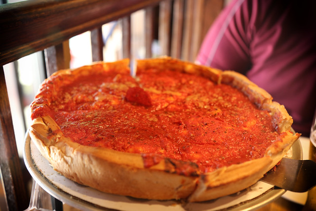 Deep dish pizza at Giordanos Chicago