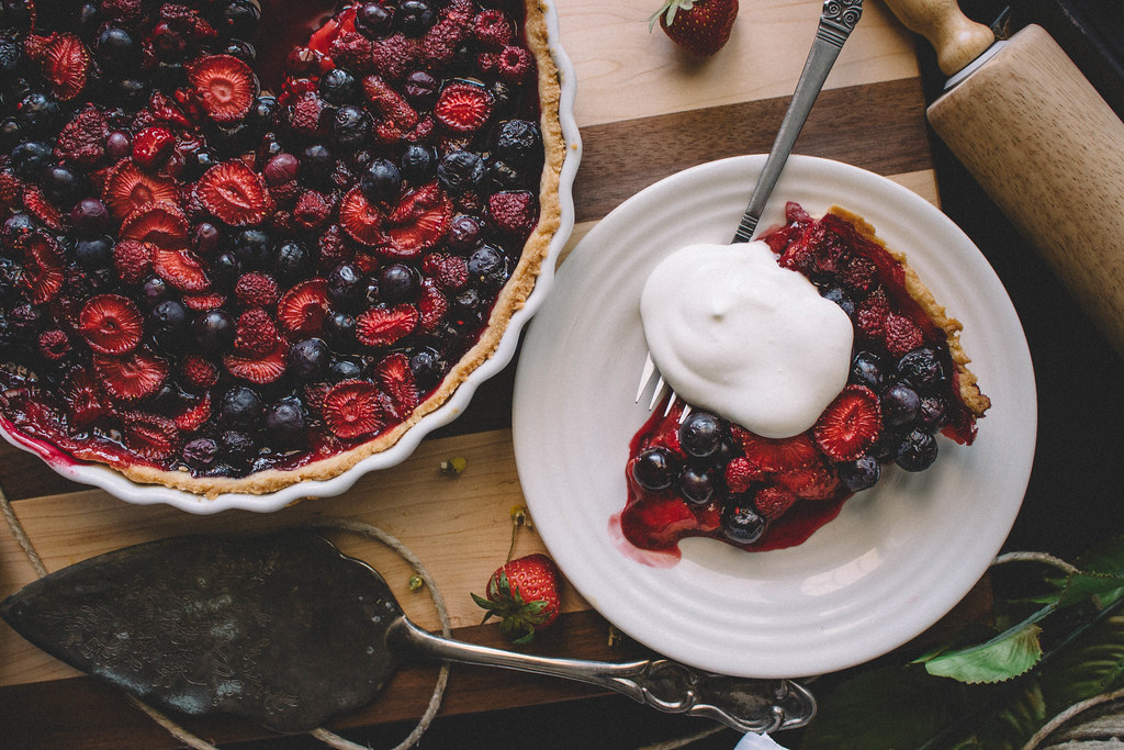 Mixed Berry Tart with Ginger Beer & Whipped Chamomile Cream