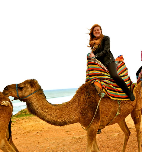 Making new friends: An MU student rides a camel in Morocco.