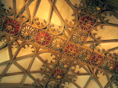 Vaulted ceiling of the Gloucester Cathedral in England