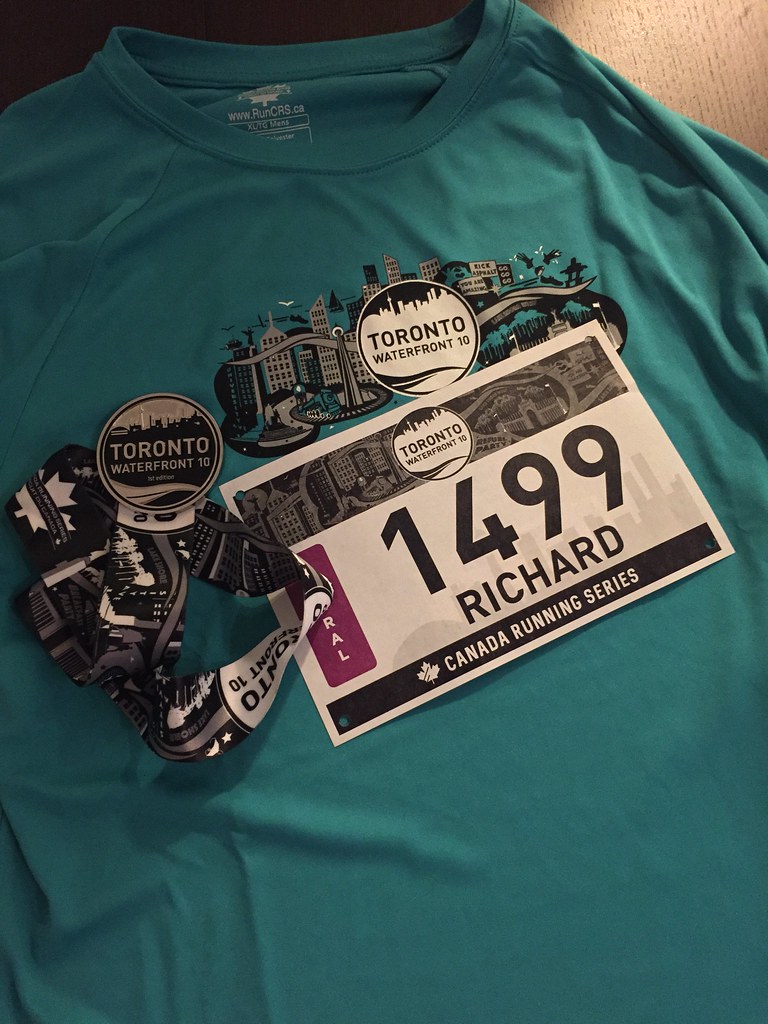 Shirt, bib and medal from the Toronto Waterfront 10
