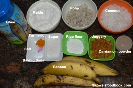 ingredients for stuffed banana fritters