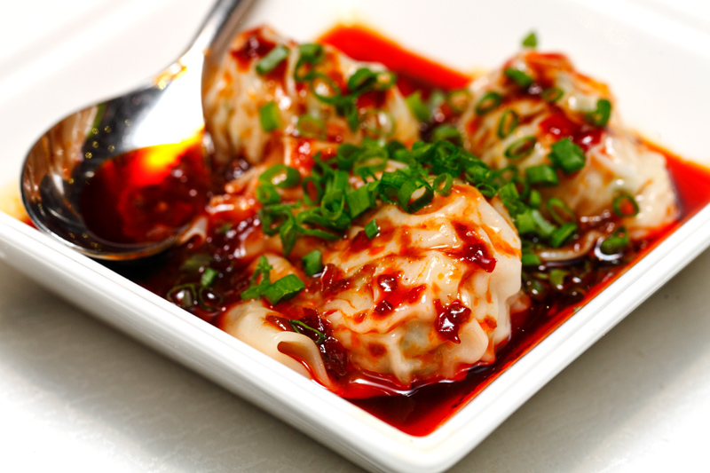 Steamed Chicken Dumplings in Red Oil