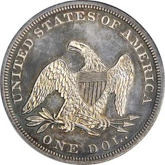 1851 Liberty Seated Silver Dollar Restrike reverse
