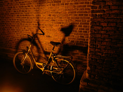 Bicycle at Night in Delft, Holland