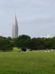 Yoyogi park, with the NTT Docomo Yoyogi Building in the background