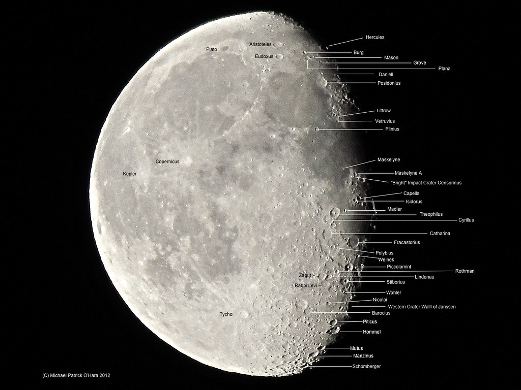 Waning Gibbous Moon (Labeled) - May 9, 2012 | Tonight's Wani… | Flickr
