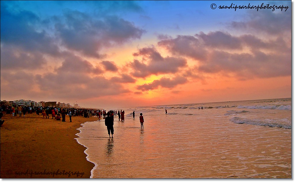 Sunrise - Puri Sea Beach - Orissa - India  Puri In The -8017