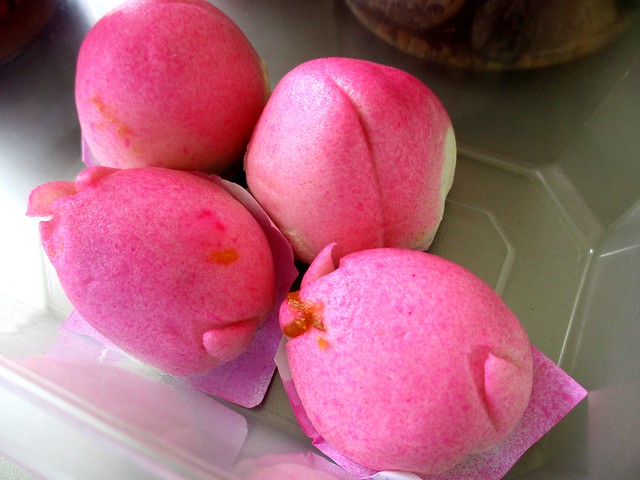Traditional Chinese steamed peach birthday buns