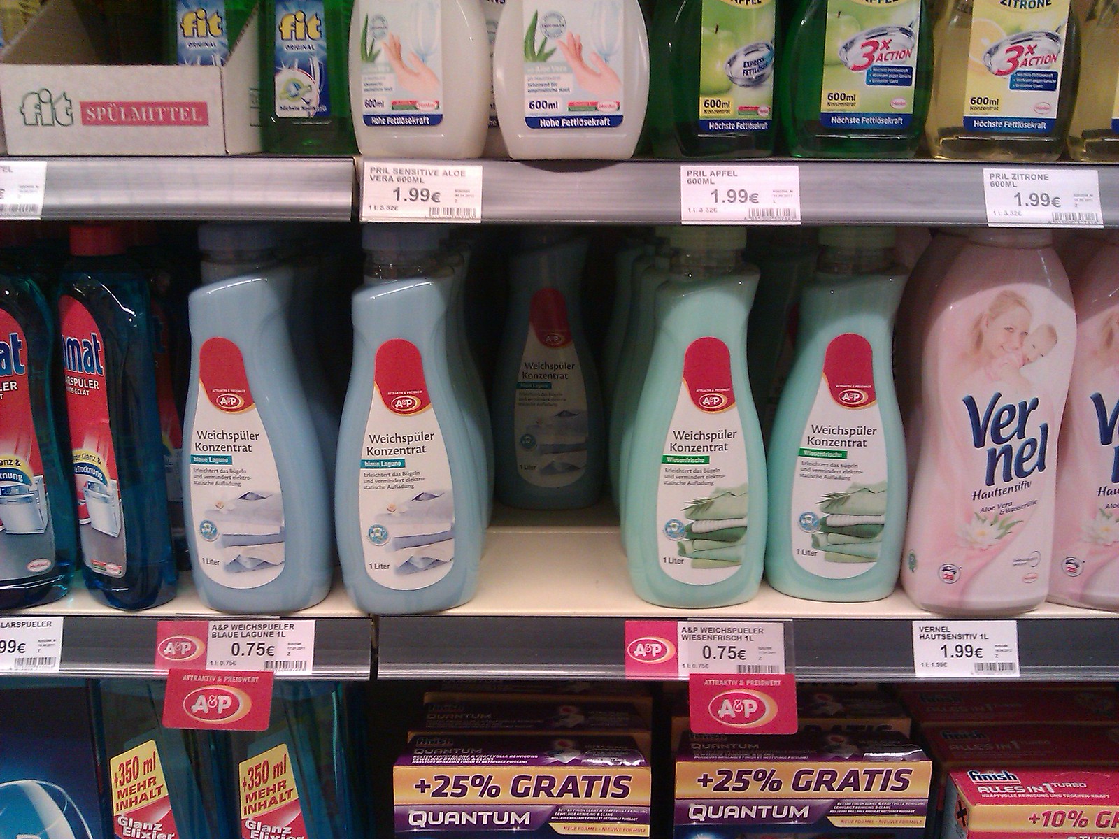 Fabric softener/conditioner selection at Kaiser's in Berlin, Germany