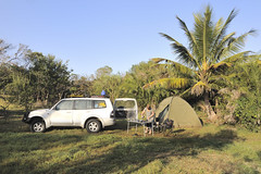 Camping on the banks of the Limpopo River estuary