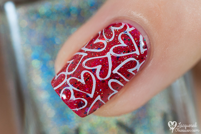 Red holo jelly sandwich with hearts