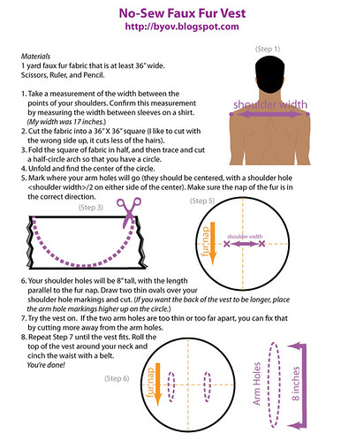 Tutorial Instructions for a No Sew Faux Fur Vest