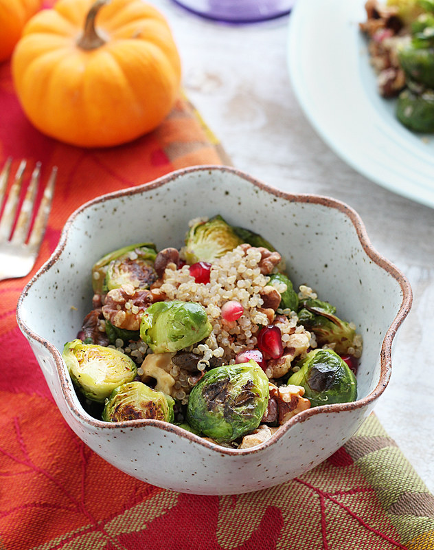 Roasted Brussels Sprout Quinoa Salad - Gluten-free + Vegan