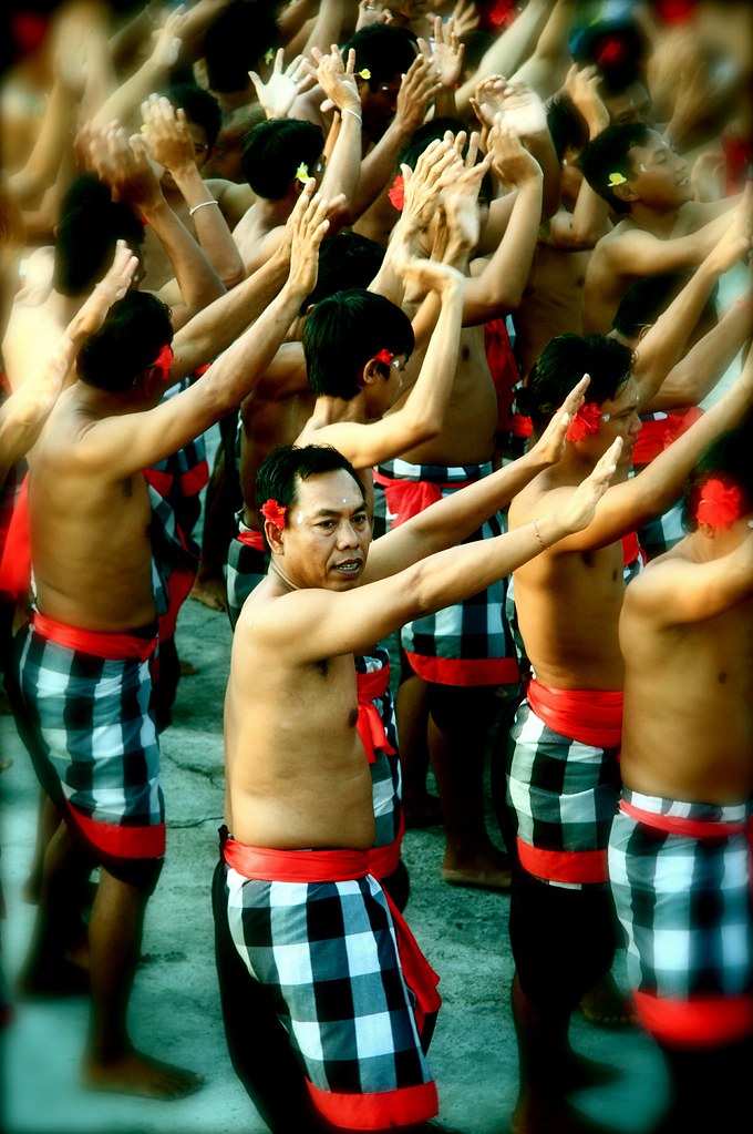 Men Participating In The Balinese Kecak Ceremony
