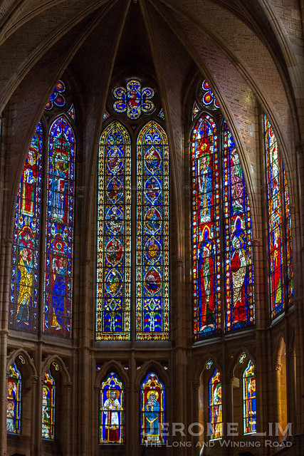 Stained glass inside León Cathedral.