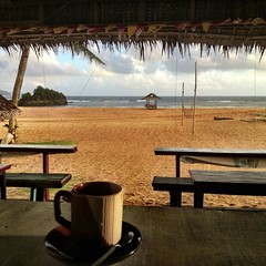 Perfect Coffee Moment @ Puraran Beach. Lovin' every moment of the Sunrise here.