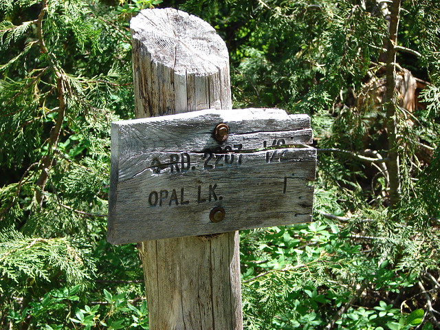 Trail sign for Opal Lake