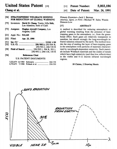 Stratospheric Welsbach seeding for reduction of global warming - United States Patent 5003186