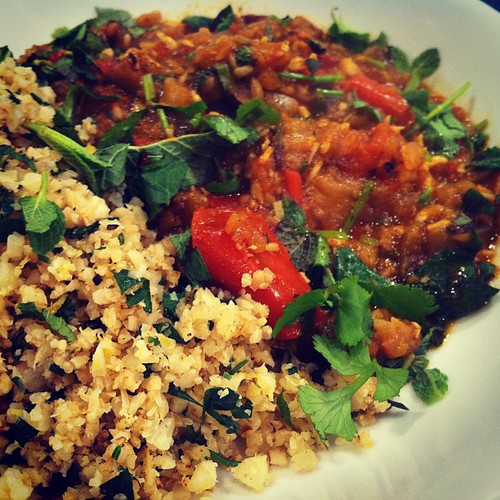Cauliflower rice with Nigel Slater veg curry. Rice recipe ...