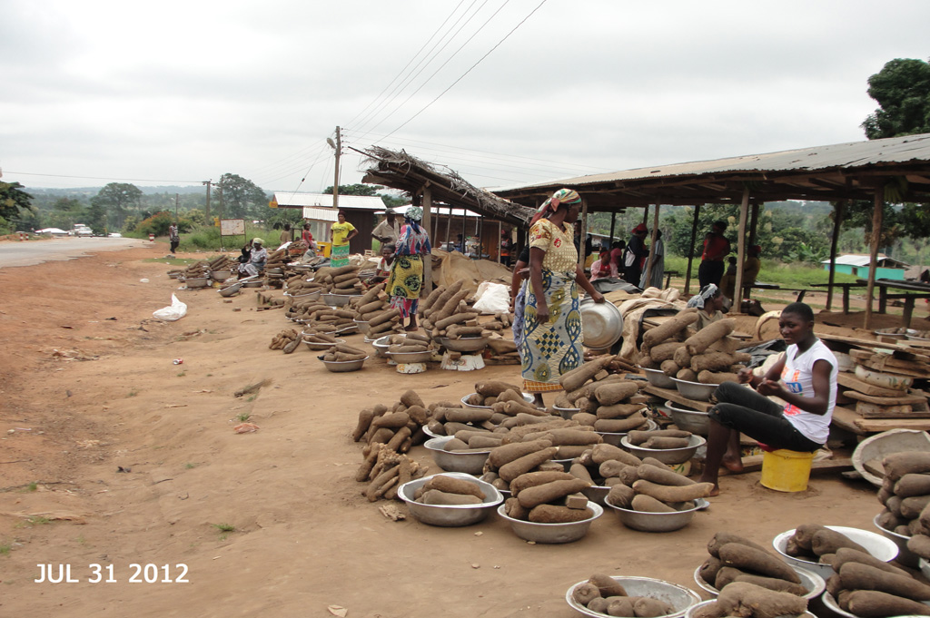 Selling yam tubers at Brong Ahafo region, Ghana | Village ma… | Flickr