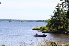 Motorboat arrival from Rainy Lake