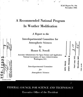 A Recommended National Program In Weather Modification 1966